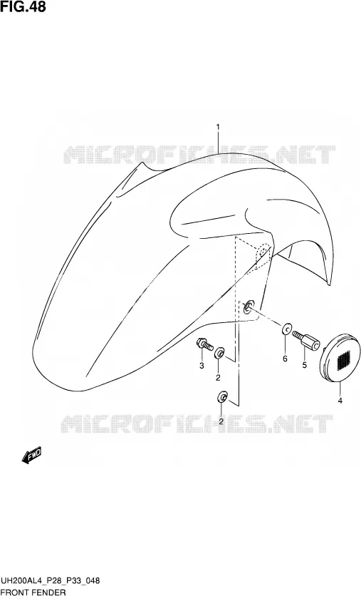 GARDE BOUE AVANT Suzuki SCOOTER 200 BURGMAN 2014  UH200A L4 (P03,P28,P33)