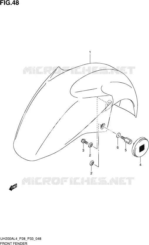 GARDE BOUE AVANT Suzuki SCOOTER 200 BURGMAN 2014  UH200A L4 (P03,P28,P33)