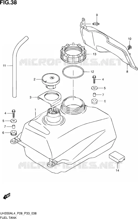 RESERVOIR D'ESSENCE (UH200AL4 P28) Suzuki SCOOTER 200 BURGMAN 2014  UH200A L4 (P03,P28,P33)