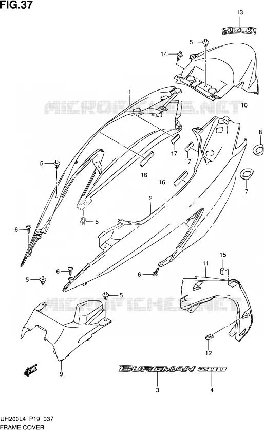 CARENAGES ARRIERE Suzuki SCOOTER 200 BURGMAN 2014  UH200A L4 (P19)
