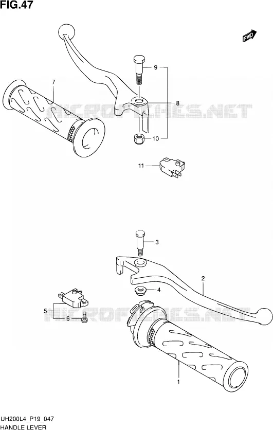 ENSEMBLE LEVIERS - POIGNEES Suzuki SCOOTER 200 BURGMAN 2014  UH200A L4 (P19)