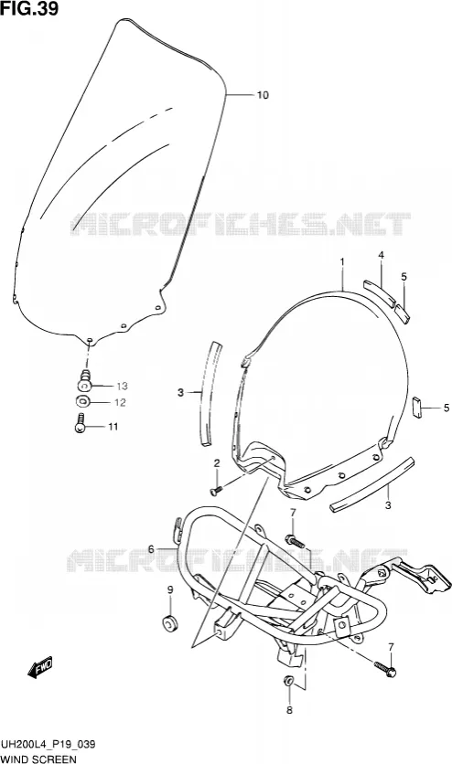 PARE-BRISE (UH200L4 P19) Suzuki SCOOTER 200 BURGMAN 2014  UH200A L4 (P19)