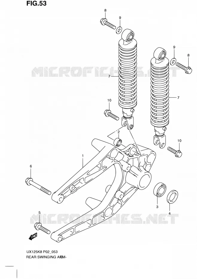 BRAS OSCILLANT ARRIERE Suzuki SCOOTER 125 SIXTEEN 2010  UX125L0(P19)