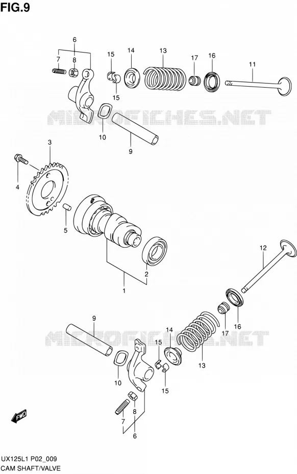 ARBRE A CAMES - VALVE Suzuki SCOOTER 125 SIXTEEN 2012  UX125L1(P19)