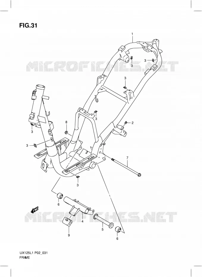 CADRE Suzuki SCOOTER 125 SIXTEEN 2012  UX125L1(P19)