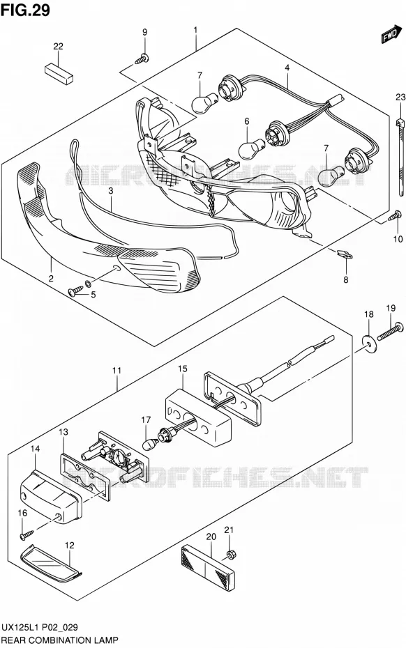 ENSEMBLE FEU ARRIERE Suzuki SCOOTER 125 SIXTEEN 2012  UX125L1(P19)