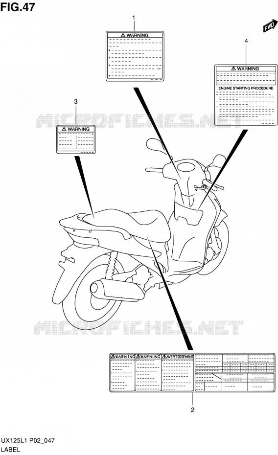 ETIQUETTE P2 Suzuki SCOOTER 125 SIXTEEN 2011  UX125L1(P19)