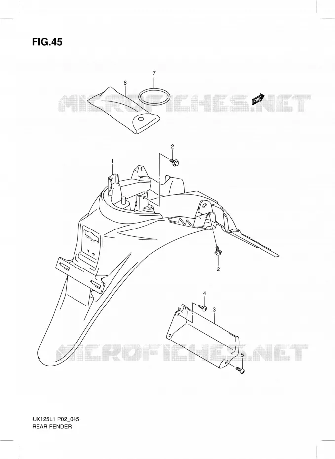 GARDE BOUE ARRIERE Suzuki SCOOTER 125 SIXTEEN 2012  UX125L1(P19)