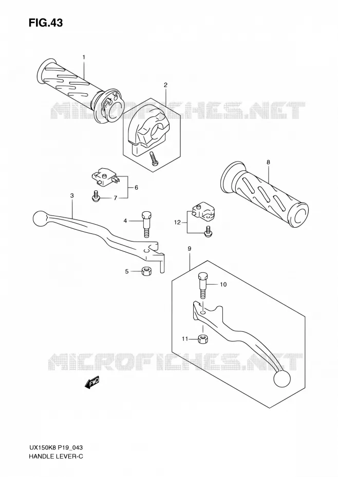 ENSEMBLE LEVIERS - POIGNEES Suzuki SCOOTER 150 SIXTEEN 2008  UX150 K8 (P19)