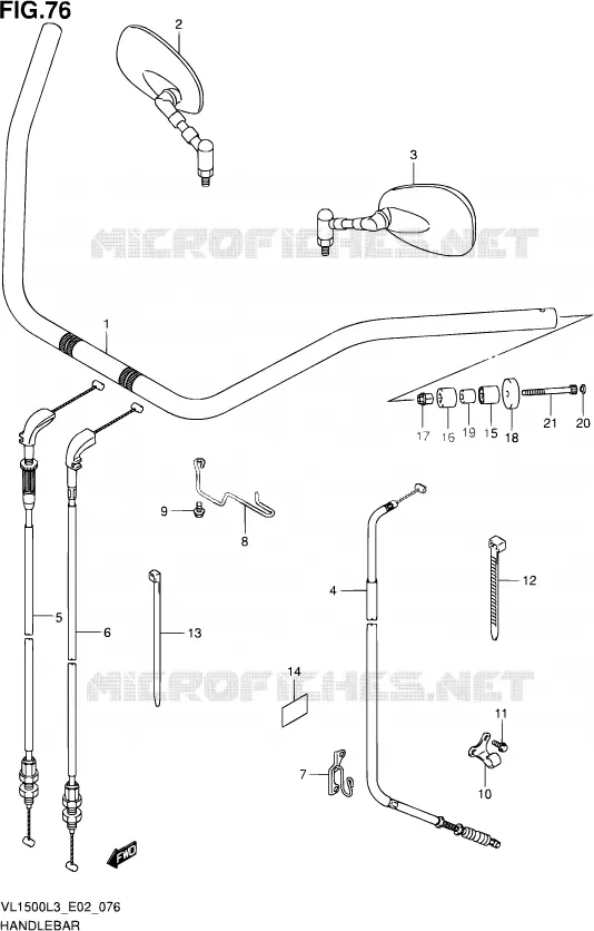 GUIDON (VL1500L3 E19) Suzuki MOTO 1500 INTRUDER 2013  VL1500 L3 (E02)