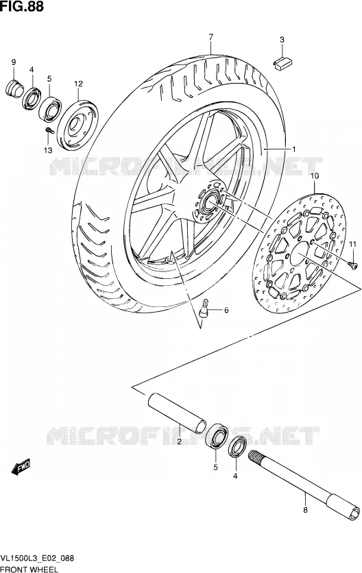 ROUE AVANT (VL1500L3 E02) Suzuki MOTO 1500 INTRUDER 2013  VL1500 L3 (E02)