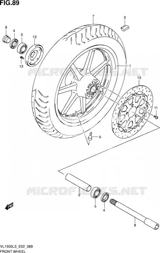 ROUE AVANT (VL1500L3 E19) Suzuki MOTO 1500 INTRUDER 2013  VL1500 L3 (E02)