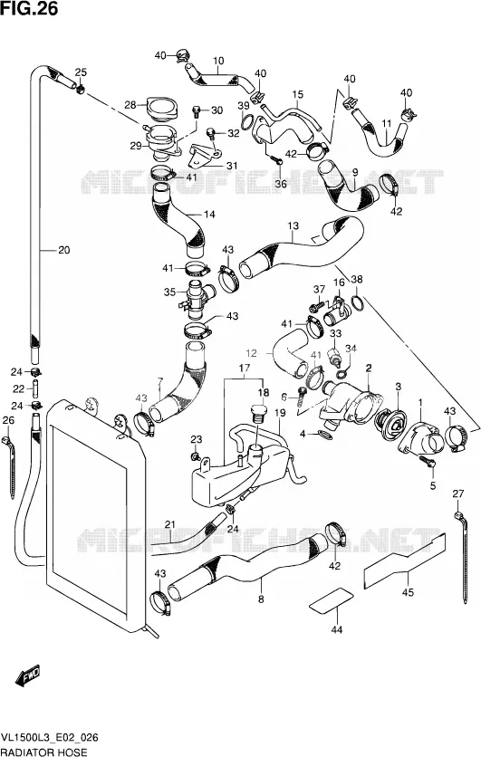 DURITE DE RADIATEUR (VL1500L3 E02) Suzuki MOTO 1500 INTRUDER 2013  VL1500 L3 (E19)
