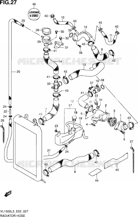 DURITE DE RADIATEUR (VL1500L3 E19) Suzuki MOTO 1500 INTRUDER 2013  VL1500 L3 (E19)