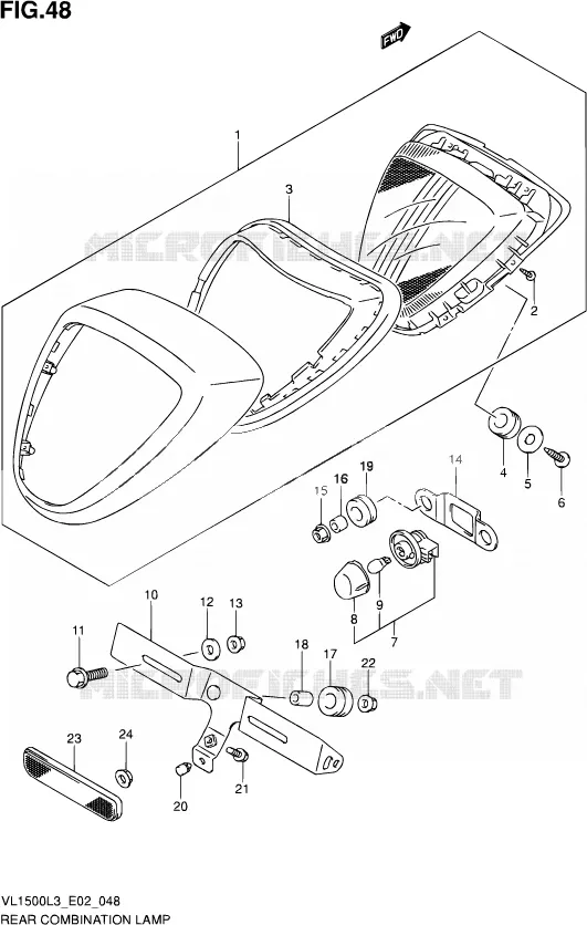 ENSEMBLE FEU ARRIERE (VL1500L3 E02) Suzuki MOTO 1500 INTRUDER 2013  VL1500 L3 (E19)