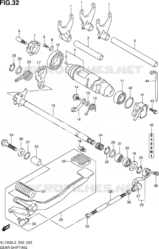 ENSEMBLE SELECTEUR DE VITESSES Suzuki MOTO 1500 INTRUDER 2013  VL1500 L3 (E19)