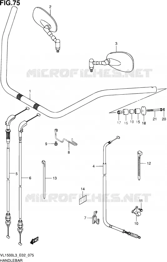 GUIDON (VL1500L3 E02) Suzuki MOTO 1500 INTRUDER 2013  VL1500 L3 (E19)