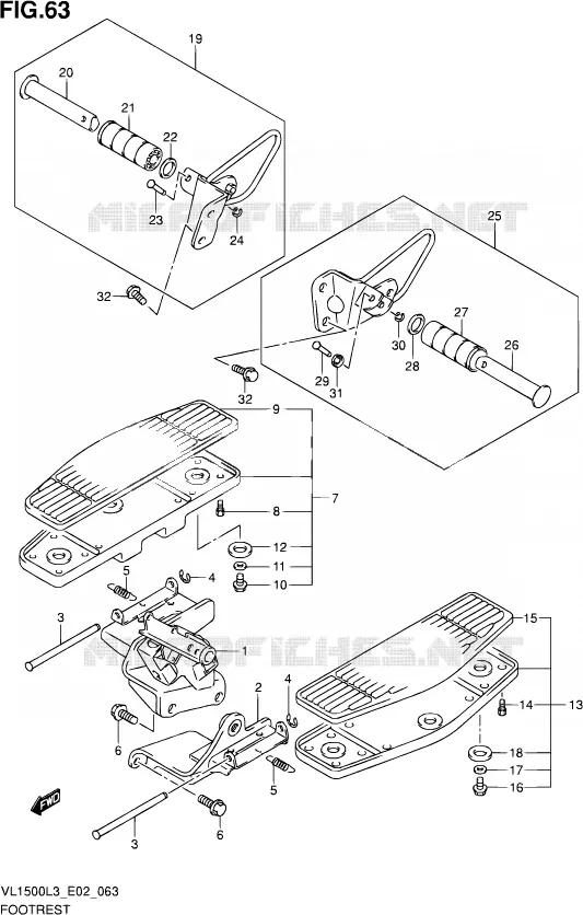REPOSE PIED (VL1500L3 E19) Suzuki MOTO 1500 INTRUDER 2013  VL1500 L3 (E19)