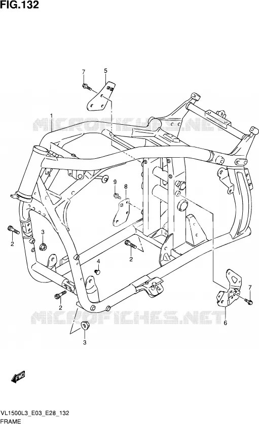 CADRE Suzuki MOTO 1500 BOULEVARD 2013  VL1500 L3/VL1500B L3 (E03,E28,E33)