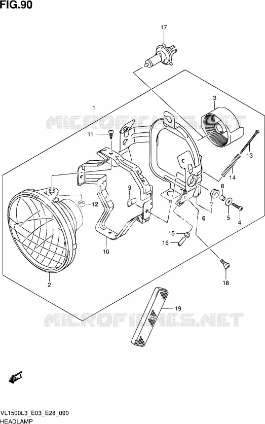 PHARE (VL1500L3 E03) Suzuki MOTO 1500 BOULEVARD 2013  VL1500 L3/VL1500B L3 (E03,E28,E33)