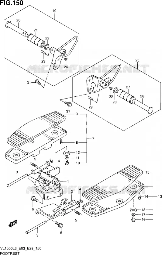 REPOSE PIED (VL1500BL3 E28) Suzuki MOTO 1500 BOULEVARD 2013  VL1500 L3/VL1500B L3 (E03,E28,E33)
