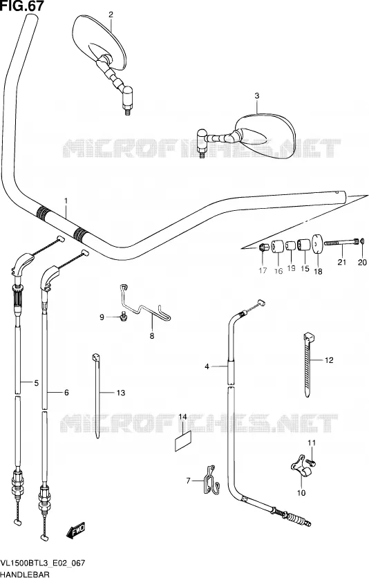 GUIDON (VL1500BTL3 E02) Suzuki MOTO 1500 INTRUDER 2013  VL1500B TL3 (E24)