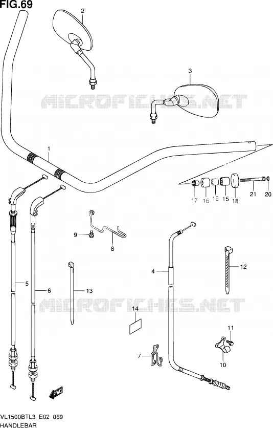 GUIDON (VL1500BTL3 E24) Suzuki MOTO 1500 INTRUDER 2013  VL1500B TL3 (E24)