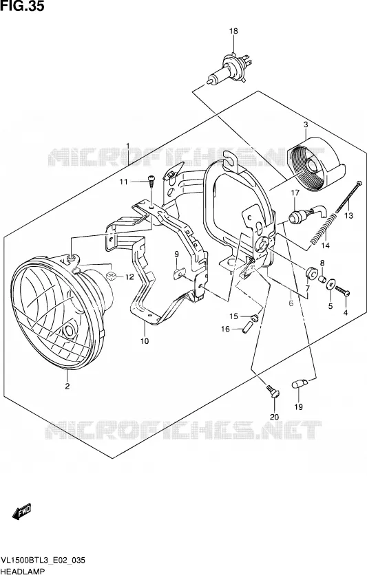 PHARE (VL1500BTL3 E19) Suzuki MOTO 1500 INTRUDER 2013  VL1500B TL3 (E24)