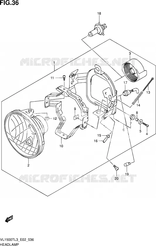 PHARE (VL1500TL3 E19) Suzuki MOTO 1500 INTRUDER 2013  VL1500T L3 (E02)