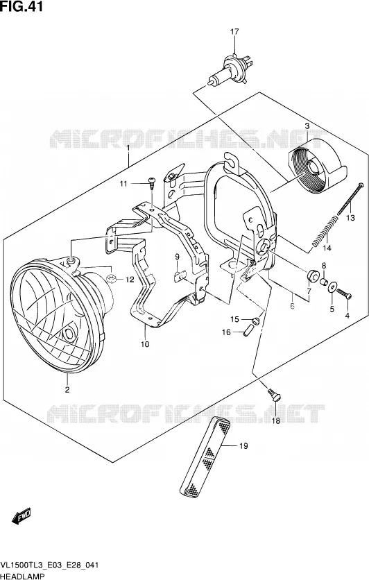 PHARE (VL1500TL3 E28) Suzuki MOTO 1500 BOULEVARD 2013  VL1500T L3 (E03,E28,E33)
