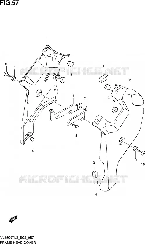 COUVERCLES DE CADRE AVANT Suzuki MOTO 1500 INTRUDER 2015  VL1500T L3 (E19)