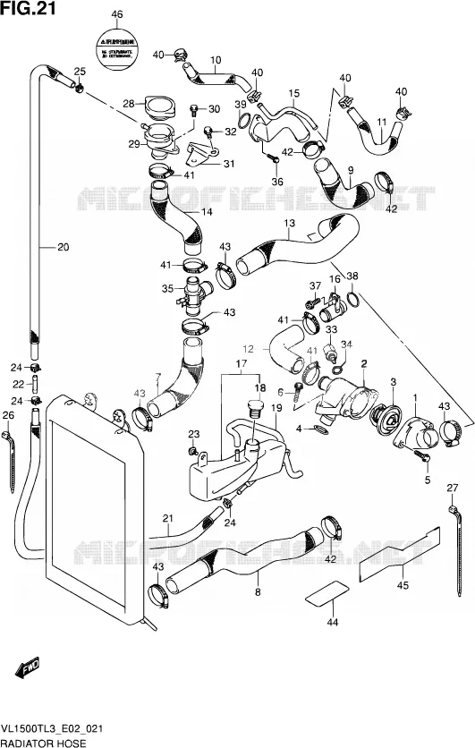 DURITE DE RADIATEUR (VL1500TL3 E19) Suzuki MOTO 1500 INTRUDER 2015  VL1500T L3 (E19)