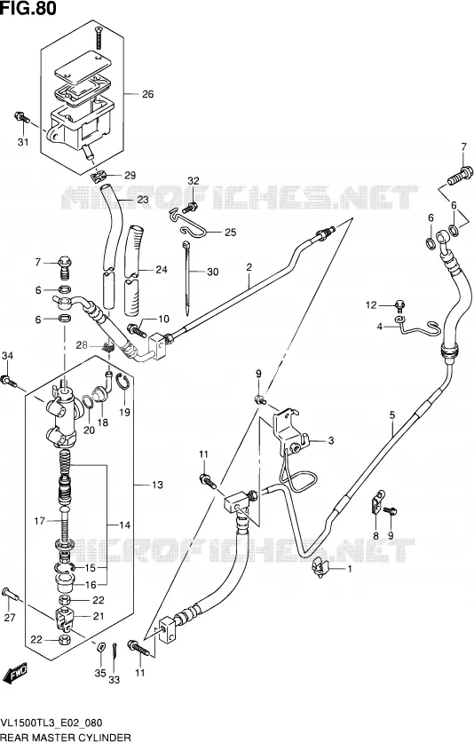 MAITRE CYLINDRE ARRIERE Suzuki MOTO 1500 INTRUDER 2015  VL1500T L3 (E19)