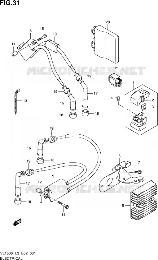 PARTIE ELECTRIQUE (VL1500TL3 E02) Suzuki MOTO 1500 INTRUDER 2013  VL1500T L3 (E19)