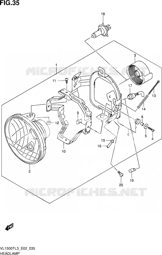 PHARE (VL1500TL3 E02) Suzuki MOTO 1500 INTRUDER 2015  VL1500T L3 (E19)