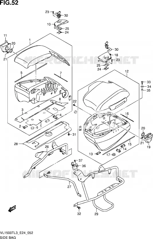 VALISE LATERALE - SUPPORT Suzuki MOTO 1500 BOULEVARD 2013  VL1500T L3 (E24)