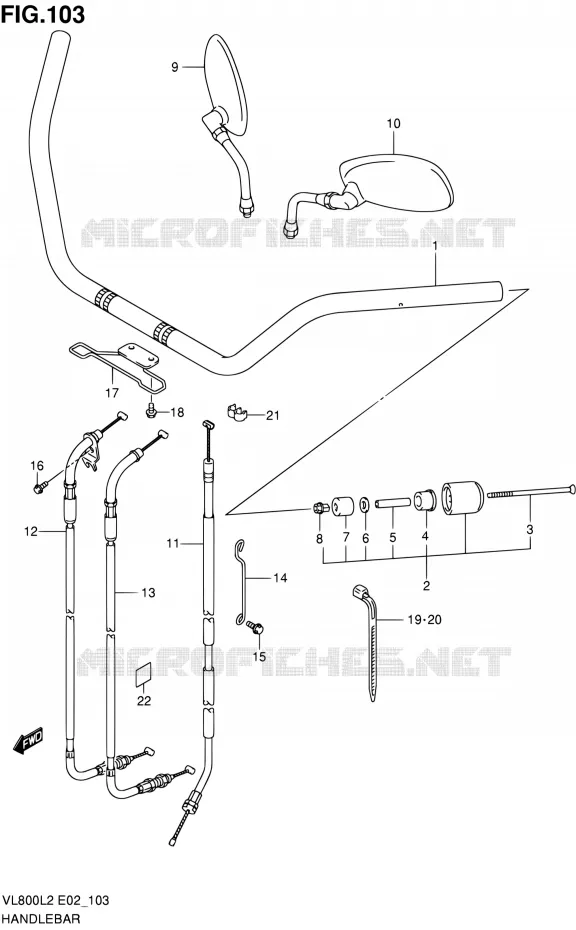 GUIDON (VL800UEL2 E19) Suzuki MOTO 800 VOLUSIA 2012  VL800L2
