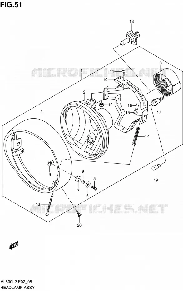PHARE (VL800CL2 E19) Suzuki MOTO 800 VOLUSIA 2012  VL800L2