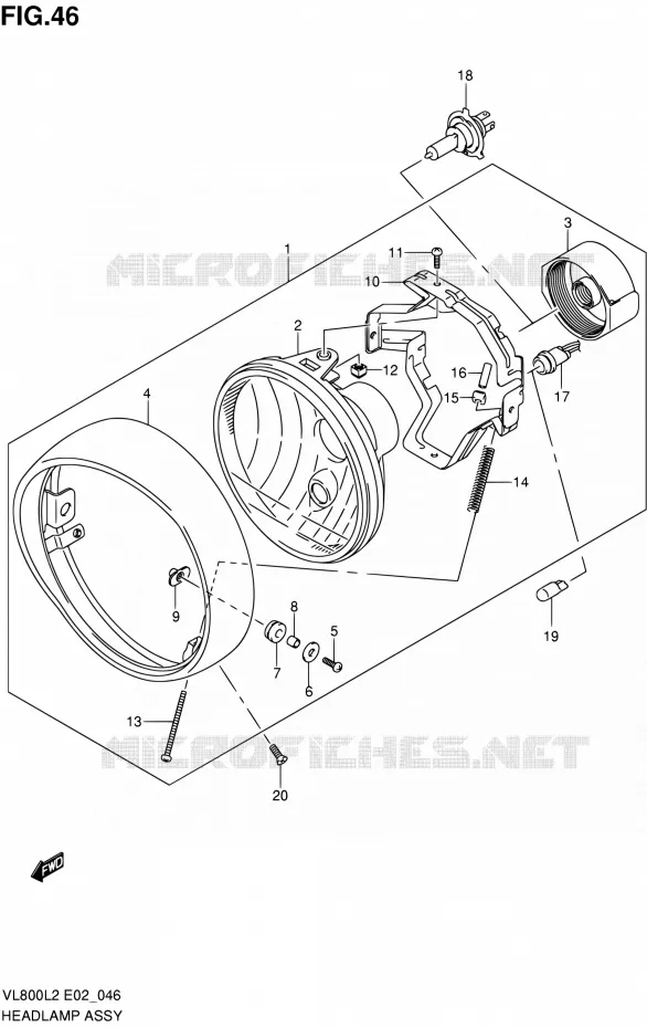 PHARE (VL800L2 E02) Suzuki MOTO 800 VOLUSIA 2012  VL800L2