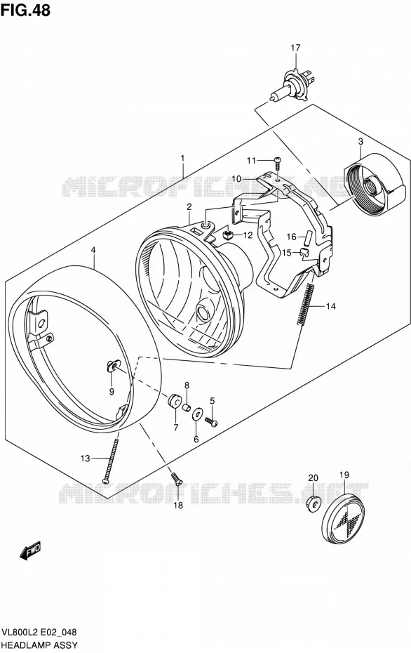 PHARE (VL800L2 E24) Suzuki MOTO 800 VOLUSIA 2012  VL800L2