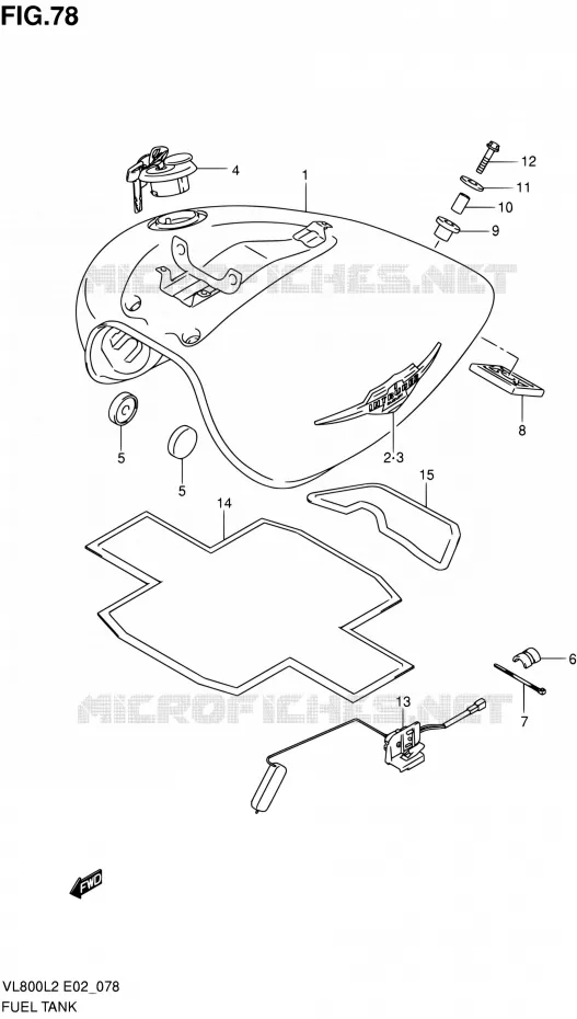 RESERVOIR D'ESSENCE (VL800CUEL2 E19) Suzuki MOTO 800 VOLUSIA 2012  VL800L2