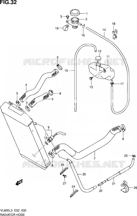 DURITE DE RADIATEUR (VL800CL3 E24) Suzuki MOTO 800 VOLUSIA 2013  VL800 L3 (E02)