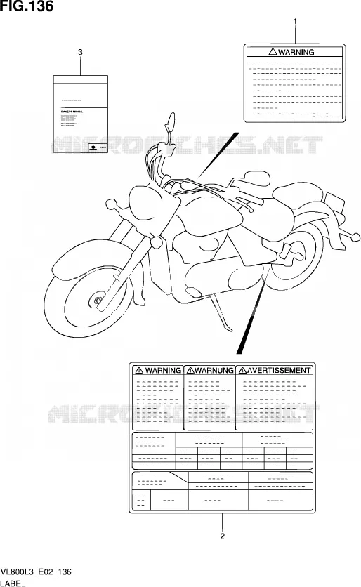 ETIQUETTE (VL800L3 E02) Suzuki MOTO 800 VOLUSIA 2013  VL800 L3 (E02)
