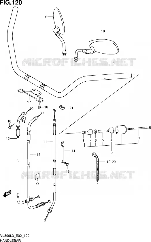 GUIDON (VL800CL3 E02) Suzuki MOTO 800 VOLUSIA 2013  VL800 L3 (E02)