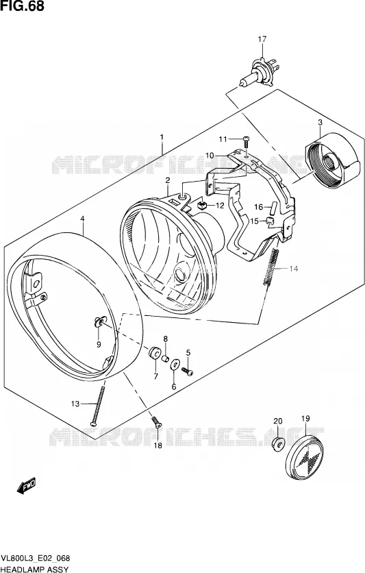 PHARE (VL800CL3 E24) Suzuki MOTO 800 VOLUSIA 2013  VL800 L3 (E02)