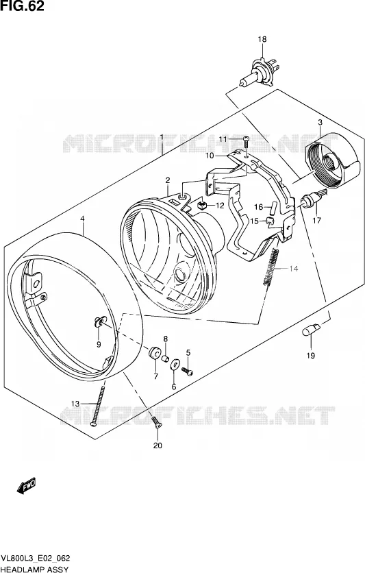 PHARE (VL800L3 E02) Suzuki MOTO 800 VOLUSIA 2013  VL800 L3 (E02)