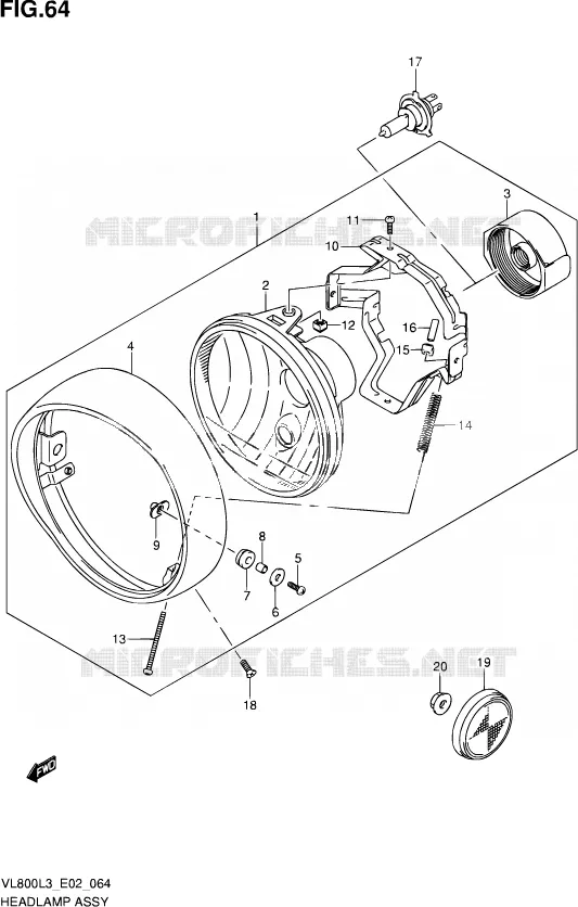 PHARE (VL800L3 E24) Suzuki MOTO 800 VOLUSIA 2013  VL800 L3 (E02)