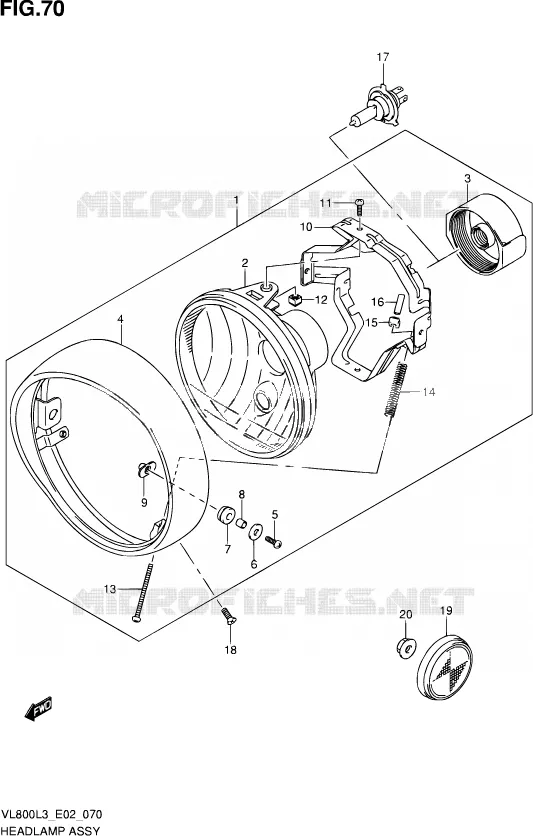 PHARE (VL800TL3 E24) Suzuki MOTO 800 VOLUSIA 2013  VL800 L3 (E02)