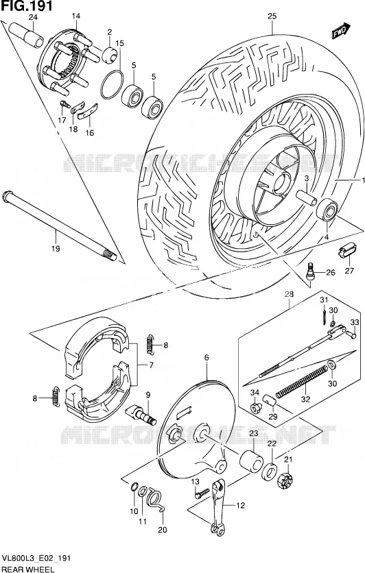 ROUE ARRIERE (VL800CL3 E24) Suzuki MOTO 800 VOLUSIA 2013  VL800 L3 (E02)