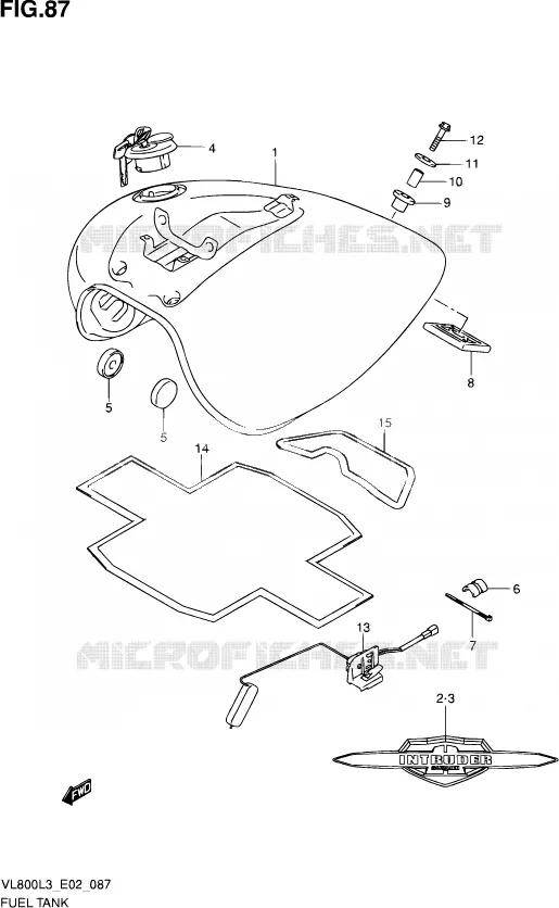 RESERVOIR D'ESSENCE (VL800L3 E02) Suzuki MOTO 800 VOLUSIA 2013  VL800 L3 (E19)